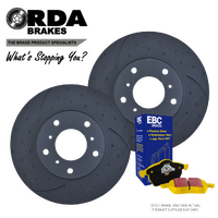 RDA7673D RDA DIMPLED SLOTTED FRONT ROTORS + EBC PADS for Toyota Landcruiser VDJ79