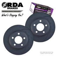 FRONT DIMPLED SLOTTED DISC BRAKE ROTORS + PADS for FORD FALCON BA-FG RDA504D