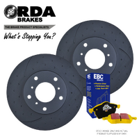 RDA7618D RDA DIMPLED SLOTTED FRONT BRAKE ROTORS + PADS for SUBARU IMPREZA WRX STI 2007-2013