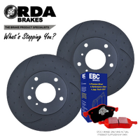 RDA7618D RDA DIMPLED SLOTTED FRONT BRAKE ROTORS + PADS for SUBARU IMPREZA WRX STI 2007-2013