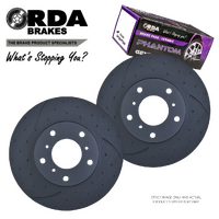 DIMPLED SLOTTED FRONT BRAKE ROTORS + PADS for LANDCRUISER VDJ200 *18" RDA8128D